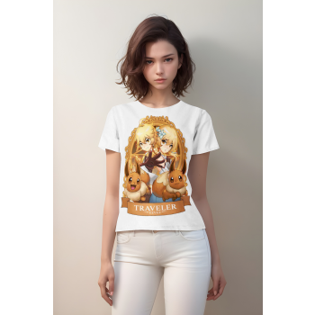 Genshin Pikachu Adventure Traveler x Eevee from Genshin Impact and DQS Shirt