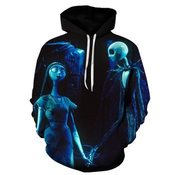 Halloween Jack Skellington and Sally Meet 3D Printed Hoodie