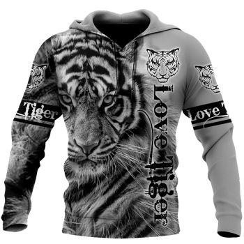 Cute And Loose Black Tiger Pattern Animals Hoodie