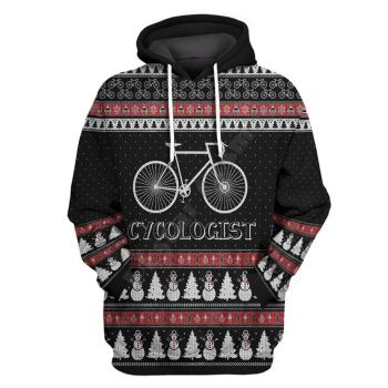  Precious Black Bike Snow Pattern Christmas Hoodie