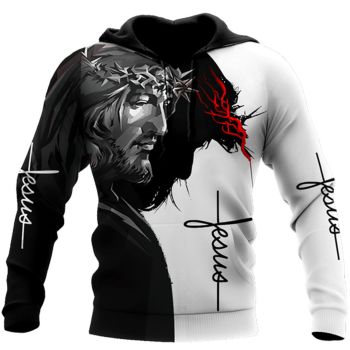  Loose And Gorgeous Black White Headshot Pattern Jesus Hoodie