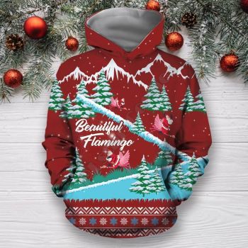 Loose And Gorgeous Red Santa Claus Tree Snow Pattern Christmas Hoodie