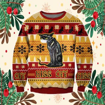 Hiss Off Cat 3D All Over Print Ugly Christmas Sweater Hoodie All Over Printed