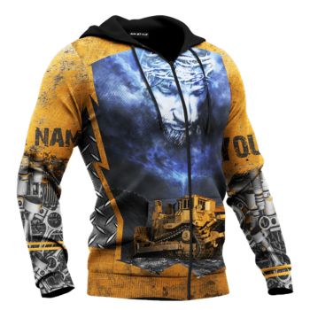  Street Blue Yellow Truck Pattern Jesus Zip-Up Hoodie