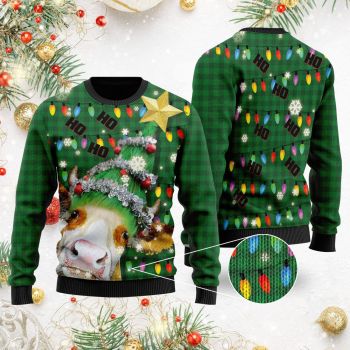 Ho Ho Ho Cow Christmas Tree Ugly Sweater