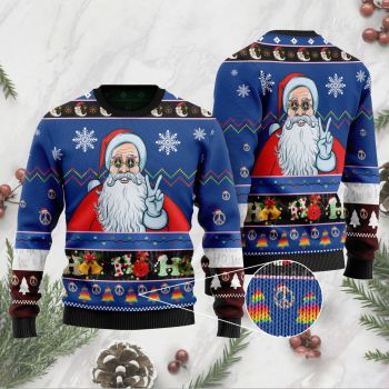 Ho Ho Ho Hippie Santa Claus Christmas Ugly Sweater