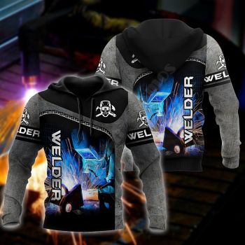  Classical  Black Welding Pattern Welding Hoodie