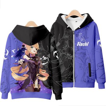 Genuine Genshin Impact Anime Game Fischl Zip-Up Hoodie
