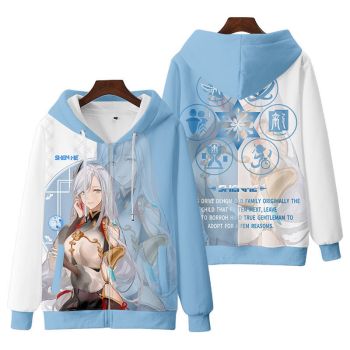 Comfortable Genshin Impact Anime Game Shenhe Zip-Up Hoodie