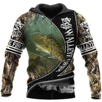 Popular Black Yellow Fish Pattern Animals Zip-Up Hoodie