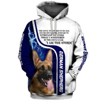  Vintage  Blue White Dog Pattern Animals Hoodie