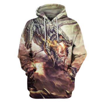 Cute Green Brown Dragon Pattern Animals Hoodie