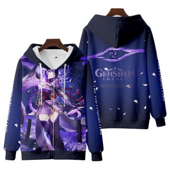 Exquisite Genshin Impact Raiden Shogun Anime Red Zip-Up Hoodie