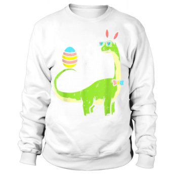 Brontosaurus Bunny Ears Easter Egg Dinosaur Dino Boys Sweatshirt