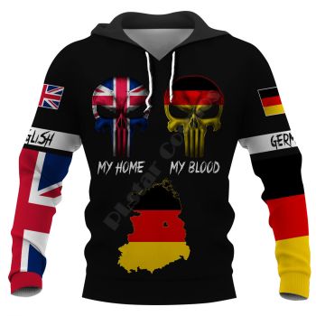 Vintage  And Loose Black Skull Pattern Skull Hoodie