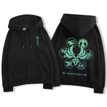 Generous Genshin Impact Anime Xiao Light Brown Black Hoodie