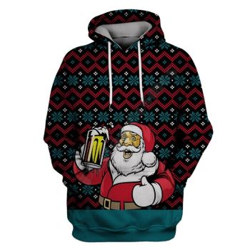  Pretty Black Santa Claus Pattern Christmas Hoodie