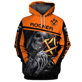 Loose And Fashion Black Orange Skull Pattern Halloween Hoodie