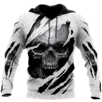 Precious And Gorgeous Black White Skull Pattern Skull Hoodie