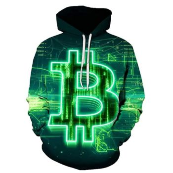 Fashion Green Alphabet Pattern Bitcoin Hoodie