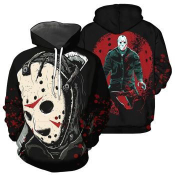  Elegance Black Red Skull Horror Pattern Halloween Hoodie