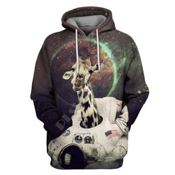 Cute Colorful Donkey Pattern Astronauts Hoodie