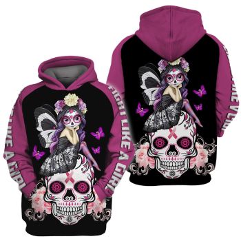 Gorgeous Black Pink Skull Pattern Music Hoodie