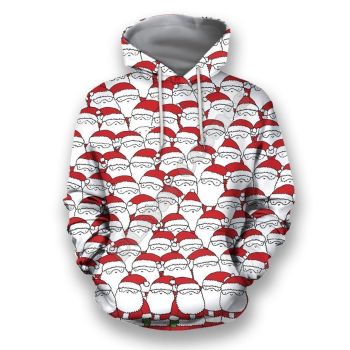 Popular And Vintage White Red Santa Claus Pattern Christmas Hoodie