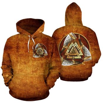 Loose Brown Symbols Pattern Tattoo Hoodie