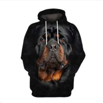 Loose Black Dog Pattern Animals Hoodie