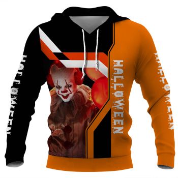 Loose Blue Orange Dog Pattern Animals Hoodie