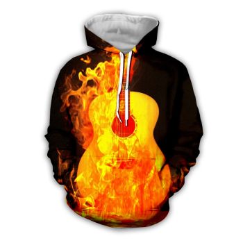 Temperament Yellow Guitar Pattern Music Hoodie