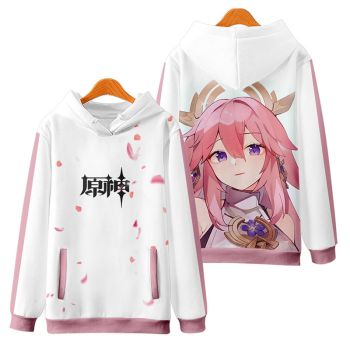 Atmospheric Genshin Impact Anime Game Miko Purplered Hoodie