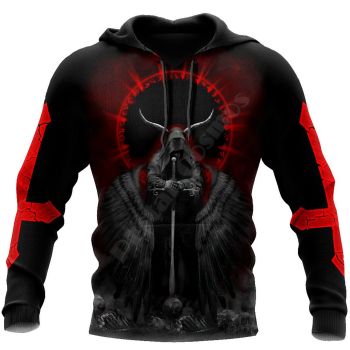Precious And Gorgeous Black Red Skull Pattern Skull Hoodie