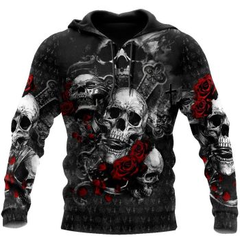 Popular And Vintage Black Skull Pattern Skull Hoodie