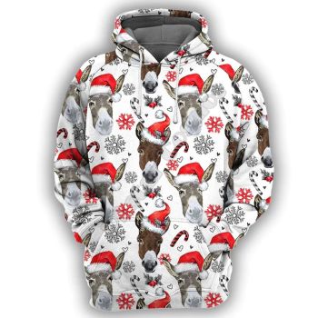  Oversize White Donkey Pattern Christmas Hoodie