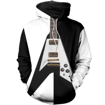 Precious And Cute Black White Strings Pattern Music Hoodie