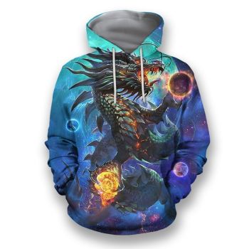 Gorgeous Blue Dragon Pattern Animals Hoodie