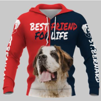 Gorgeous Red Blue Dog Pattern Animals Hoodie