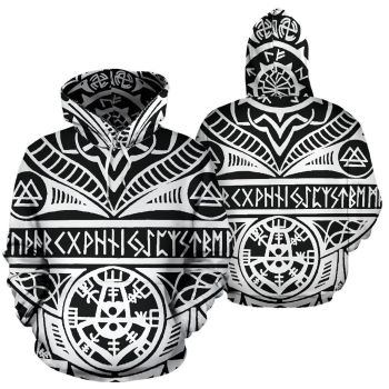 Fashion Black White Symbols Pattern Tattoo Hoodie