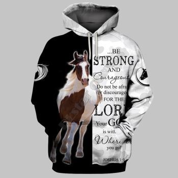 Gorgeous Blue White Horse Pattern Animals Hoodie