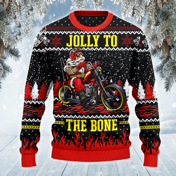 Jolly To The Bone Biker Christmas Gift All Over Sweater