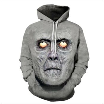  Classical And Elegance Grey Skull Pattern Halloween Hoodie
