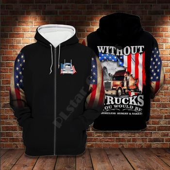  Classical And Elegance Black Truck Pattern Car Zip-Up Hoodie