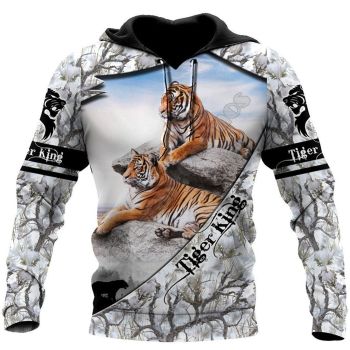 Popular And Vintage White Tiger Pattern Animals Hoodie
