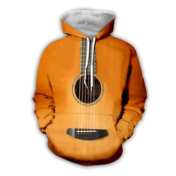  Precious Orange Guitar Pattern Guitar Hoodie