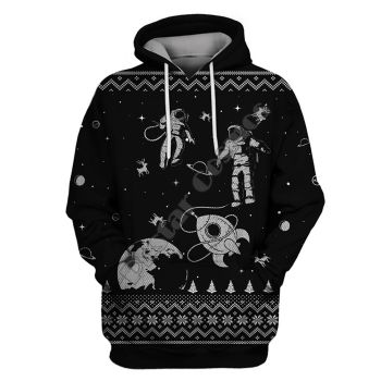 Generous And Beautiful Black Moon Star Pattern Astronauts Hoodie