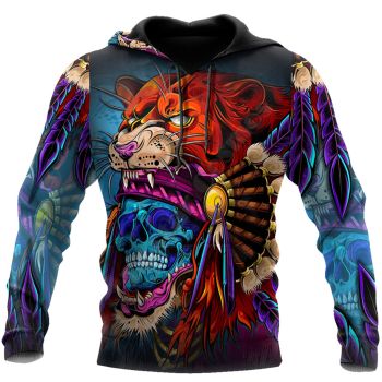 Fashion And Gorgeous Colorful Skull Pattern Tattoos Hoodie