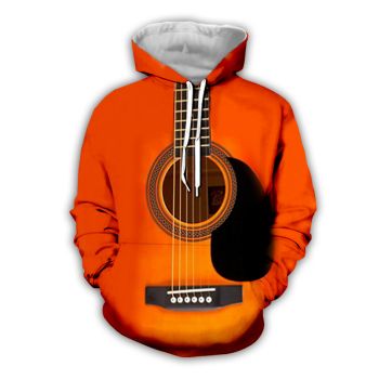 Oversize Orange Strings Pattern Music Hoodie