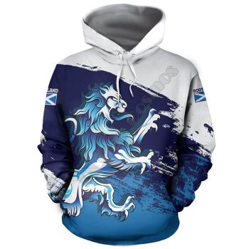 Fashion Blue White Wolf Pattern Animals Hoodie